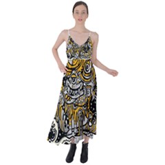 Crazy-abstract-doodle-social-doodle-drawing-style Tie Back Maxi Dress by Salman4z