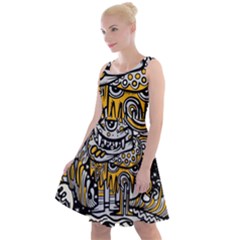 Crazy-abstract-doodle-social-doodle-drawing-style Knee Length Skater Dress