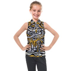 Crazy-abstract-doodle-social-doodle-drawing-style Kids  Sleeveless Polo Tee