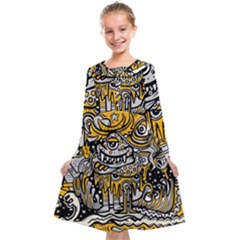 Crazy-abstract-doodle-social-doodle-drawing-style Kids  Midi Sailor Dress