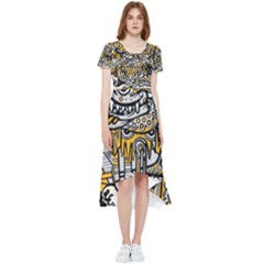 Crazy-abstract-doodle-social-doodle-drawing-style High Low Boho Dress