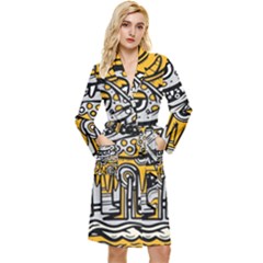 Crazy-abstract-doodle-social-doodle-drawing-style Long Sleeve Velvet Robe