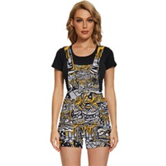 Crazy-abstract-doodle-social-doodle-drawing-style Short Overalls