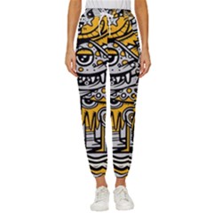 Crazy-abstract-doodle-social-doodle-drawing-style Women s Cropped Drawstring Pants