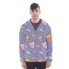 Outer-space-seamless-background Men s Hooded Windbreaker