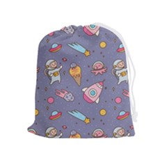 Outer-space-seamless-background Drawstring Pouch (XL)