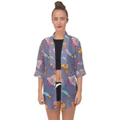 Outer-space-seamless-background Open Front Chiffon Kimono by Salman4z