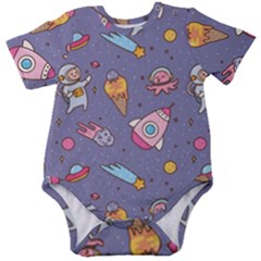 Outer-space-seamless-background Baby Short Sleeve Bodysuit by Salman4z