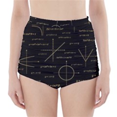 Abstract-math Pattern High-Waisted Bikini Bottoms