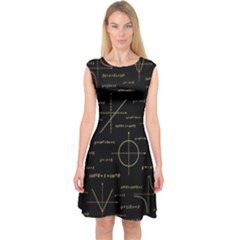 Abstract-math Pattern Capsleeve Midi Dress