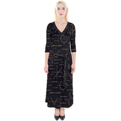 Abstract-math Pattern Quarter Sleeve Wrap Maxi Dress