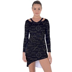 Abstract-math Pattern Asymmetric Cut-Out Shift Dress