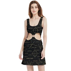 Abstract-math Pattern Velour Cutout Dress