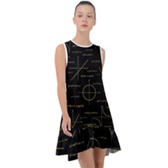 Abstract-math Pattern Frill Swing Dress