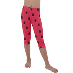 Seamless-watermelon-surface-texture Kids  Lightweight Velour Capri Leggings 