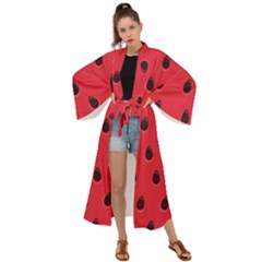 Seamless-watermelon-surface-texture Maxi Kimono by Salman4z