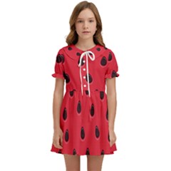 Seamless-watermelon-surface-texture Kids  Sweet Collar Dress