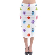 Seamless-pattern-cute-funny-monster-cartoon-isolated-white-background Midi Pencil Skirt by Salman4z