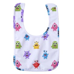 Seamless-pattern-cute-funny-monster-cartoon-isolated-white-background Baby Bib by Salman4z