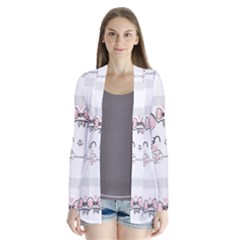 Cat-with-bow-pattern Drape Collar Cardigan by Salman4z