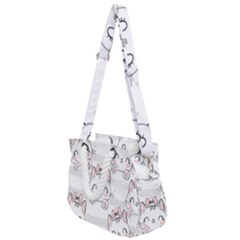 Cat-with-bow-pattern Rope Handles Shoulder Strap Bag by Salman4z