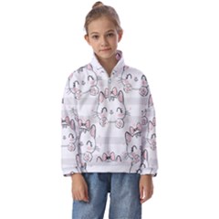 Cat-with-bow-pattern Kids  Half Zip Hoodie by Salman4z