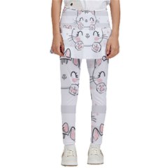 Cat-with-bow-pattern Kids  Skirted Pants