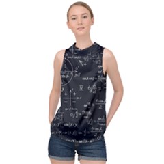 Mathematical-seamless-pattern-with-geometric-shapes-formulas High Neck Satin Top by Salman4z