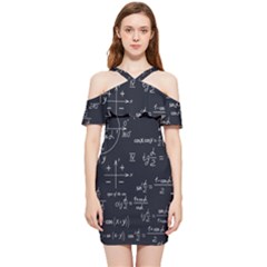 Mathematical-seamless-pattern-with-geometric-shapes-formulas Shoulder Frill Bodycon Summer Dress by Salman4z