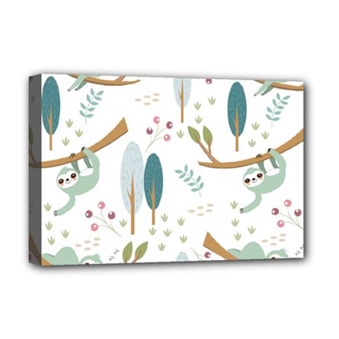 Pattern-sloth-woodland Deluxe Canvas 18  x 12  (Stretched)