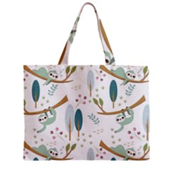 Pattern-sloth-woodland Zipper Mini Tote Bag