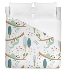 Pattern-sloth-woodland Duvet Cover (queen Size) by Salman4z