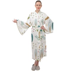 Pattern-sloth-woodland Maxi Velvet Kimono