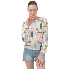 Pattern-sloth-woodland Banded Bottom Chiffon Top