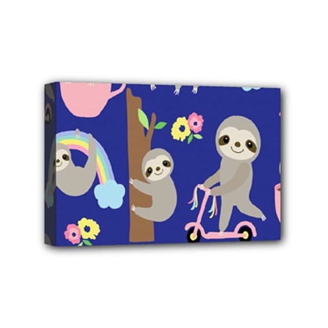 Hand-drawn-cute-sloth-pattern-background Mini Canvas 6  X 4  (stretched) by Salman4z