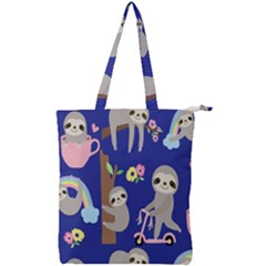 Hand-drawn-cute-sloth-pattern-background Double Zip Up Tote Bag by Salman4z