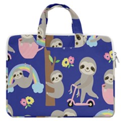 Hand-drawn-cute-sloth-pattern-background Macbook Pro 16  Double Pocket Laptop Bag  by Salman4z