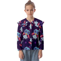 Owl-pattern-background Kids  Peter Pan Collar Blouse by Salman4z