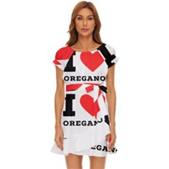 I Love Oregano Puff Sleeve Frill Dress by ilovewhateva