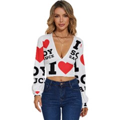 I Love Soy Sauce Long Sleeve Deep-v Velour Top by ilovewhateva
