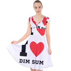 I Love Dim Sum Cap Sleeve Front Wrap Midi Dress