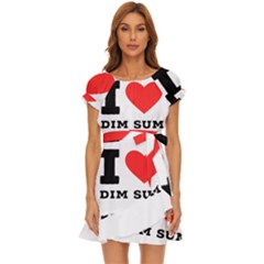 I Love Dim Sum Puff Sleeve Frill Dress