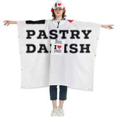 I Love Pastry Danish Women s Hooded Rain Ponchos