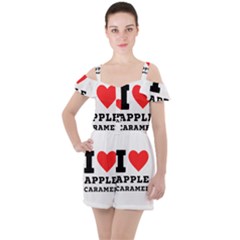 I Love Apple Caramel Ruffle Cut Out Chiffon Playsuit by ilovewhateva