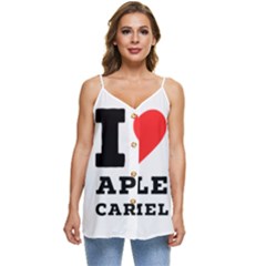 I Love Apple Caramel Casual Spaghetti Strap Chiffon Top by ilovewhateva