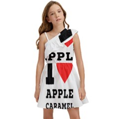 I Love Apple Caramel Kids  One Shoulder Party Dress