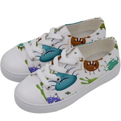 Dangerous-streptococcus-lactobacillus-staphylococcus-others-microbes-cartoon-style-vector-seamless Kids  Low Top Canvas Sneakers by Salman4z