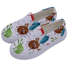 Dangerous-streptococcus-lactobacillus-staphylococcus-others-microbes-cartoon-style-vector-seamless Kids  Canvas Slip Ons by Salman4z