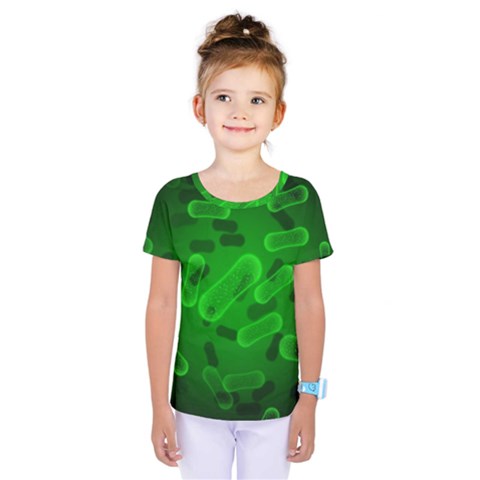 Green-rod-shaped-bacteria Kids  One Piece Tee by Salman4z