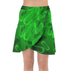 Green-rod-shaped-bacteria Wrap Front Skirt by Salman4z